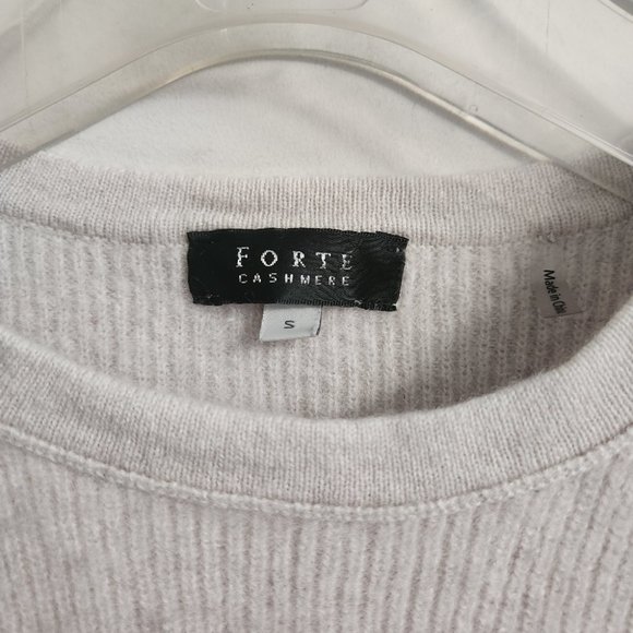 *SOLD* FORTE Cashmere | 100% Cashmere sweater neutral oatmeal sz S - Picture 3 of 7
